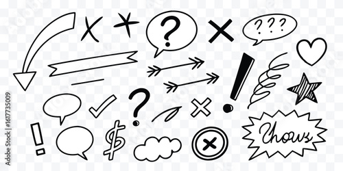 Hand Drawn Sketch Doodle Design Elements Vector Illustration for Creative Projects and Graphic Design Assets Perfect for Education