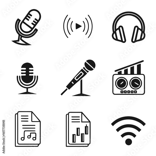 Collection of Audio and Broadcast Icons.