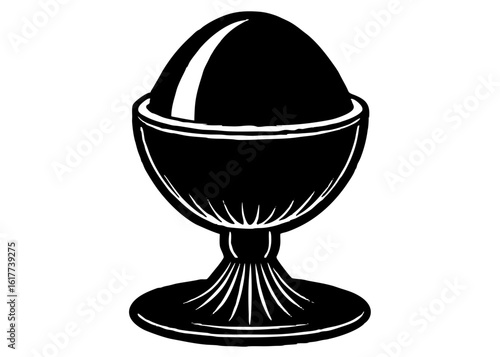 Boiled Egg in Egg Cup Silhouette - Breakfast Food Icon