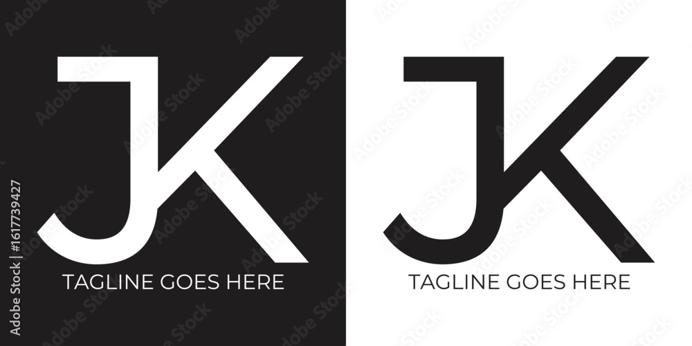 JK logo sesign vlack and white variants