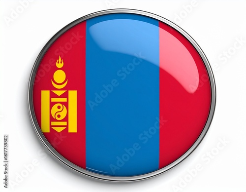 Free Download Mongolia Flag Button on White Background - GFXLoad