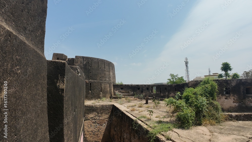 Fototapeta premium Weathered Walls of Historic Reengus Fort near Sikar in Rajasthan India