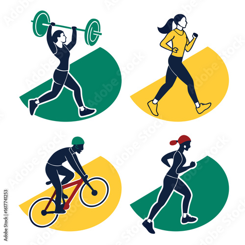 Diverse Sports Activities and Fitness Icons.