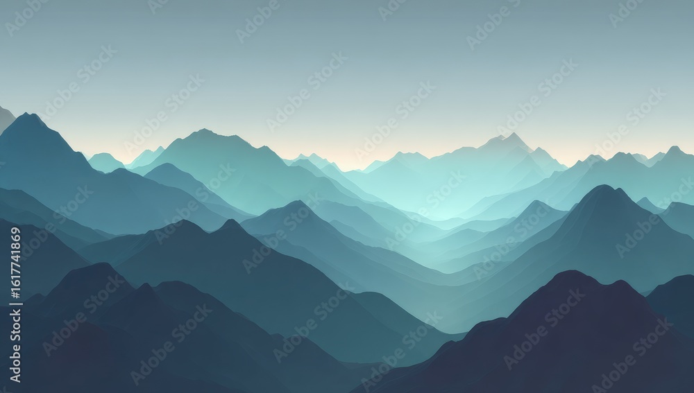 Obraz premium Misty mountain range panorama