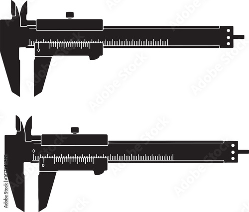 Black calipers with measurement markings measuring tool, caliper, measuring tool, precision, engineering, workshop, industrial, measurement, accuracy, scientific instrument, tool, black and white, gra