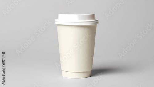 Wallpaper Mural Blank White Paper Coffee Cup with Lid on a Neutral Grey Background Torontodigital.ca