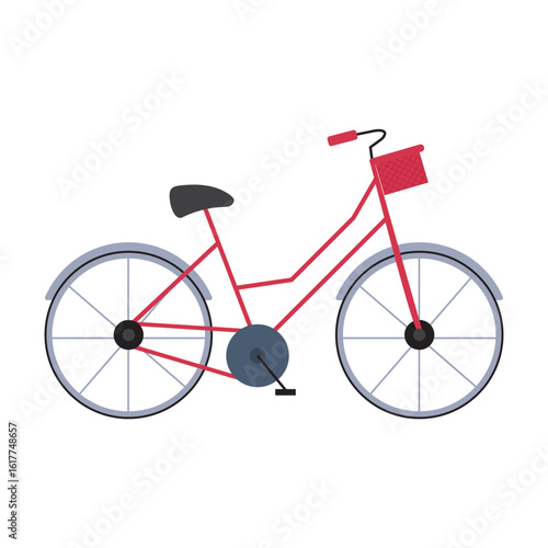 red bicycle with basket