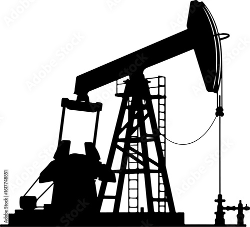 Vector art of oil pump jack silhouette isolated on white background