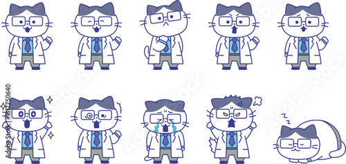 猫のお医者さん(獣医師)イラストセット