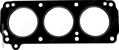 Vector art of engine cylinder head gasket isolated on a white background