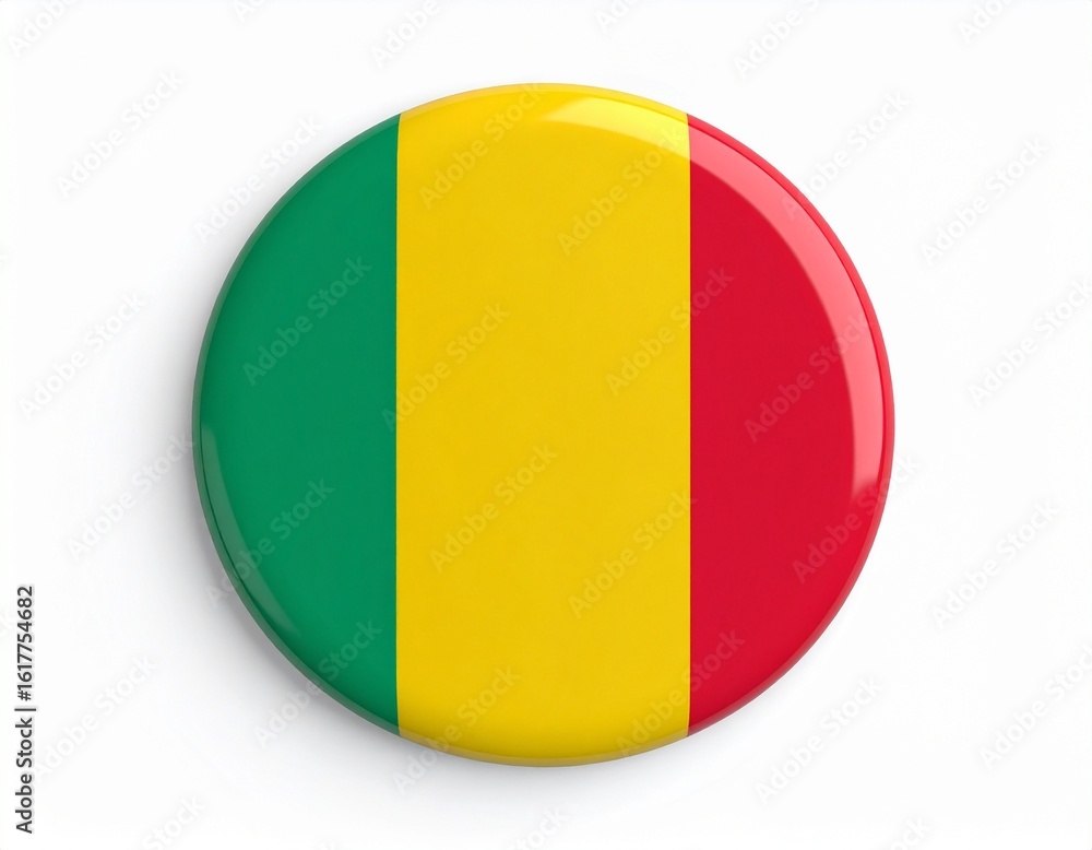 Fototapeta premium Mali Flag Button on White Background
