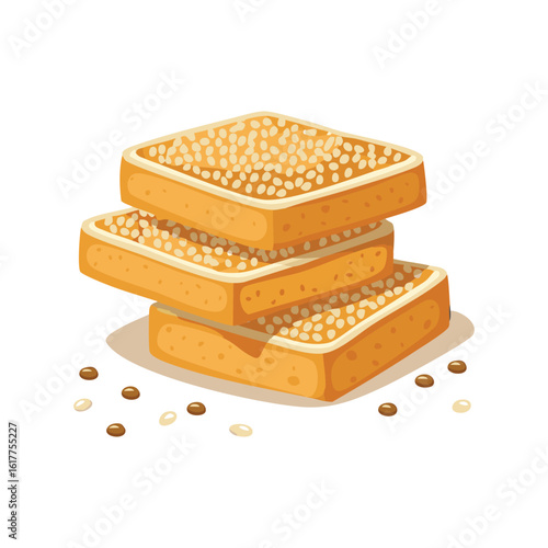 Flat vector A stack of sweet sesame bars