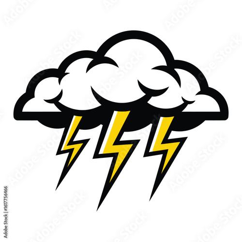 Vector illustration of lightning bolts from a storm cloud