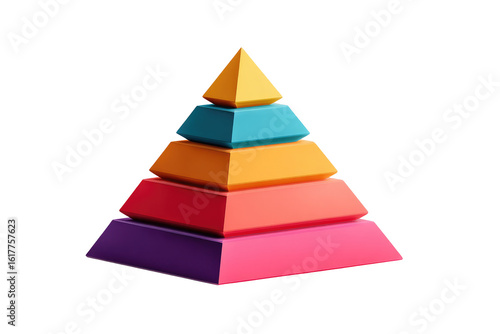 Colorful pyramid graphic.  Layered 3D shape
