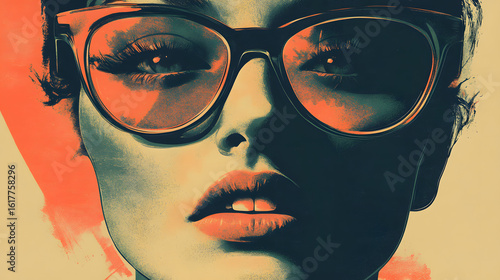 Stylish woman wearing sunglasses in a fashionable vector portrait