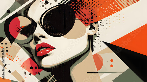 Stylish woman wearing sunglasses in a fashionable vector portrait