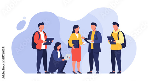 Diverse team of young professionals collaborating on a project, perfect for business websites and presentations.