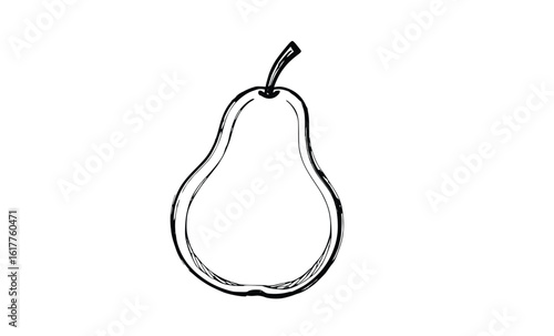 Minimal Line Art of Whole Pear with Stem – Clean Vector Illustration for Fruit, Organic Food, or Branding Applications