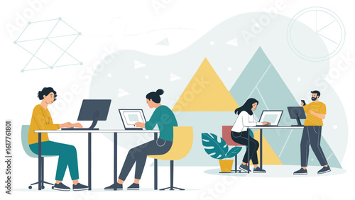 Teamwork in modern office, perfect for website or presentation.