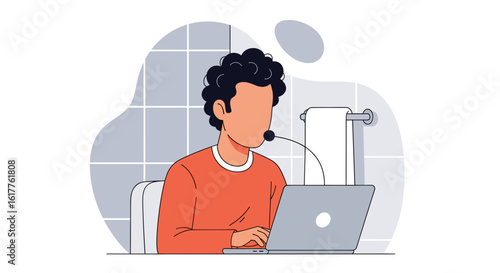 Illustration of a person working from home, perfect for remote work articles or blog posts.