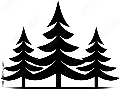 Stylized evergreen trees creating a natural forest silhouette