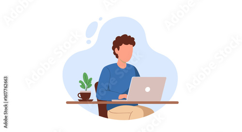 Man working on laptop, perfect for website banners or blog posts about remote work, productivity, or freelance life.