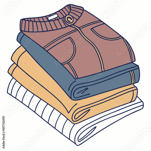 vector illustration of a stack of shirts 