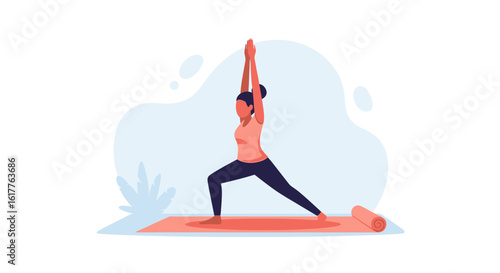 Woman practicing yoga, perfect for wellness websites or fitness brochures.