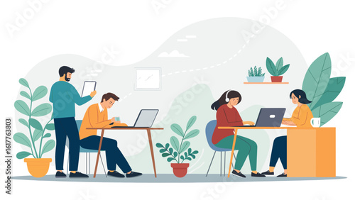 Teamwork, collaboration, and modern office work. Illustration perfect for websites, presentations, and marketing materials.