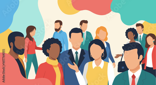 Diverse group of business people, ideal for website banners, presentations, or diversity and inclusion campaigns.