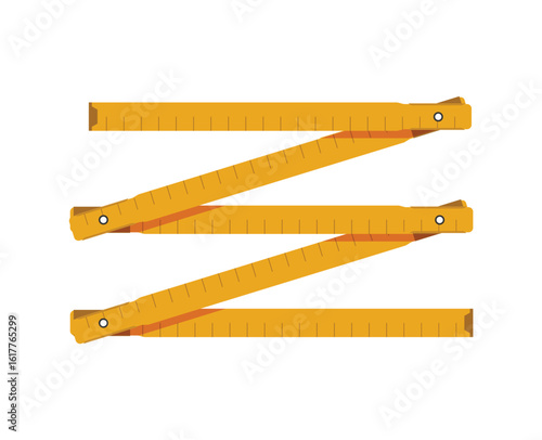 Folding Ruler – Carpenter Measuring Tool Flat isolatedVector Illustration