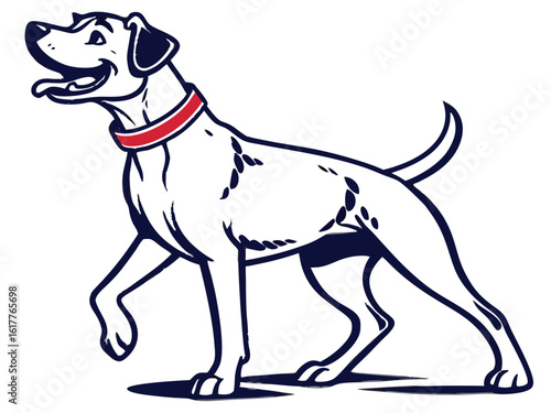 Friendly Dalmatian Dog Illustration with Red Collar