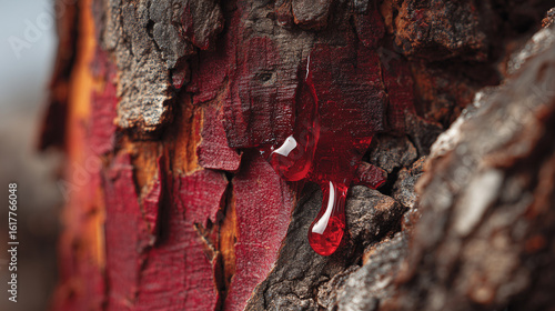 red sap from a sangre de drago tree trunk