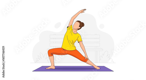 Woman doing yoga outdoors, perfect for wellness websites or fitness brochures.