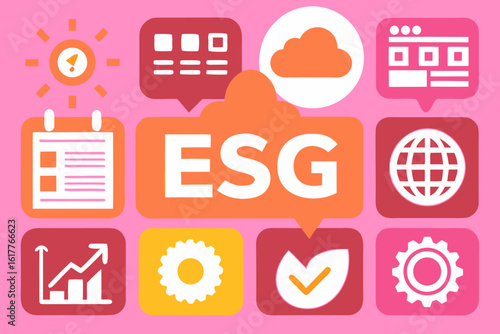 ESG criteria vector illustration for business strategy and sustainable investment.