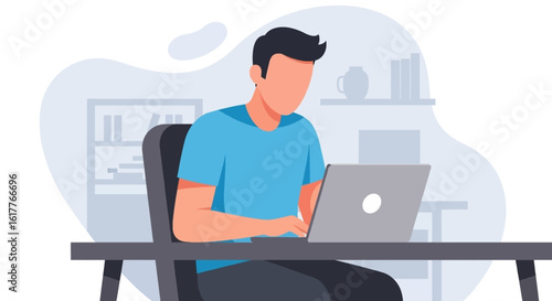 Man working on laptop, perfect for websites and blogs about remote work, freelance, or technology.
