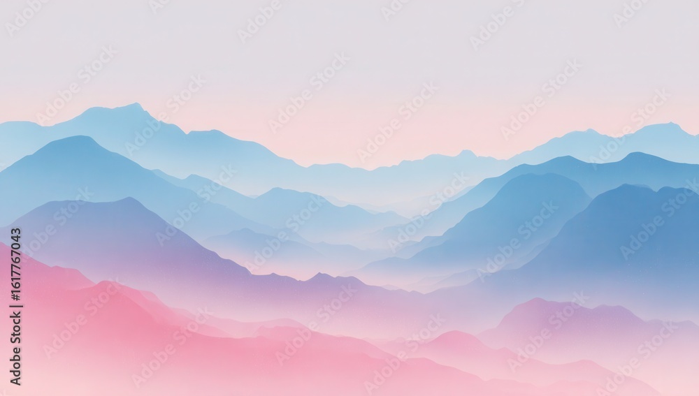 Obraz premium Pastel mountain range in soft haze