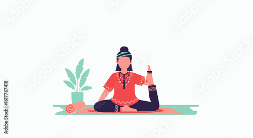 Woman practicing yoga, perfect for wellness websites or brochures.
