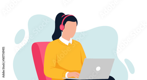 Woman working from home on laptop, perfect for website banners or blog posts about remote work.