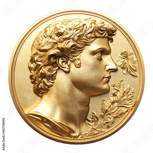 Golden Apollo Icon Isolated on White Background