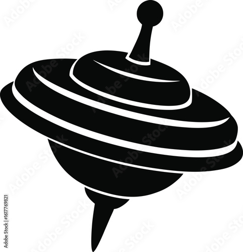 Toy Spinning Top Silhouette Solid Black