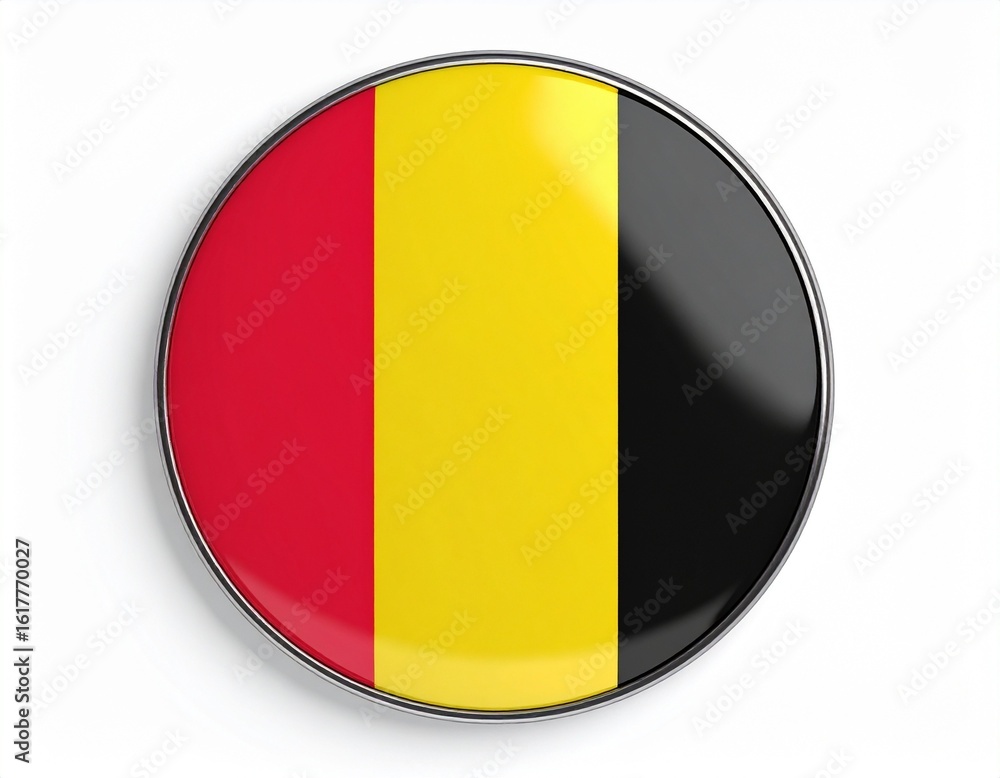 Fototapeta premium Belgium Flag Button on White Background