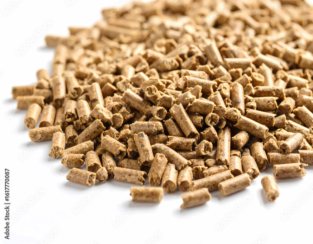Wood pellets biomass fuel close up for heating renewable energy source Wood pellets biomass fuel close up for heating renewable energy source