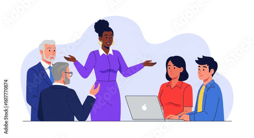 Diverse team brainstorming, ideal for presentations on teamwork, collaboration, and business strategy.