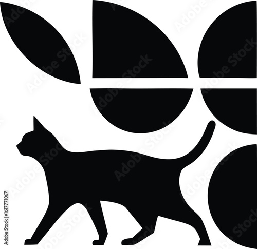 Vintage Black Cat Illustrations - Stylized Feline Artwork