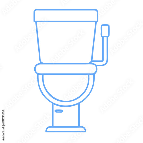 Minimal Line Art Toilet Icon – Modern Blue Outline Restroom Symbol