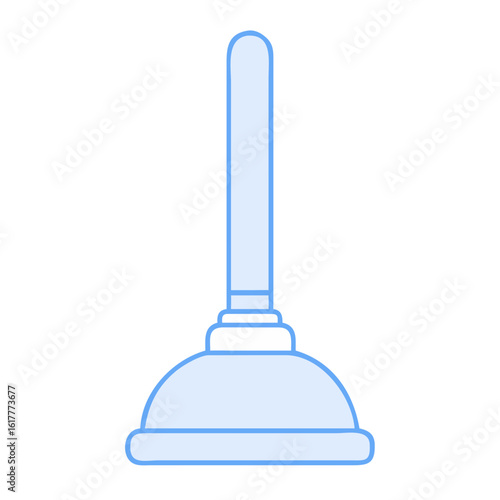 Plunger Icon – Minimal Blue Line Art of Toilet Tool with Handle
