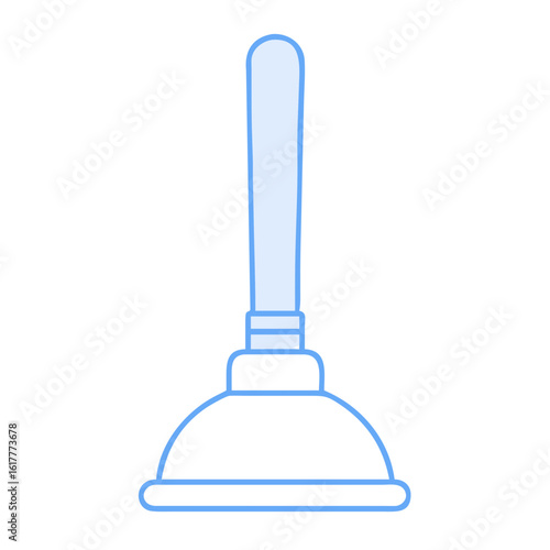 Plunger Icon – Minimal Blue Line Art of Toilet Tool with Handle