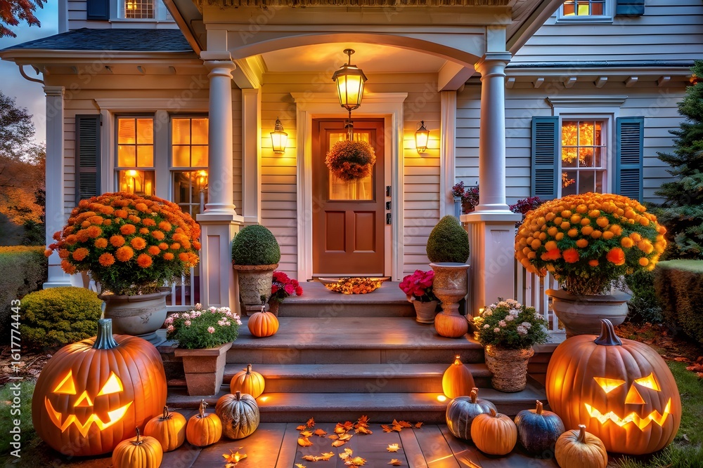 Obraz premium Christmas gifts wrapped with pine branches and lights on wood