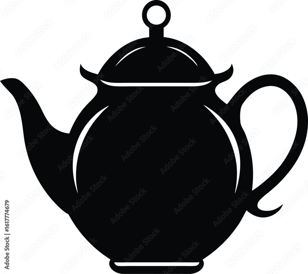 Obraz premium Teapot Silhouette Solid Black